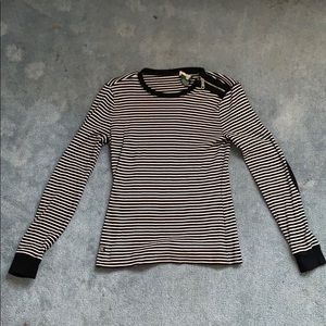 Striped elbow patch long sleeve T-shirt